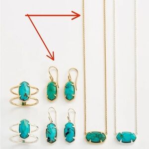 Kendra Scott 18k gold vermeil/turquoise Lee earrings and Elisa necklace